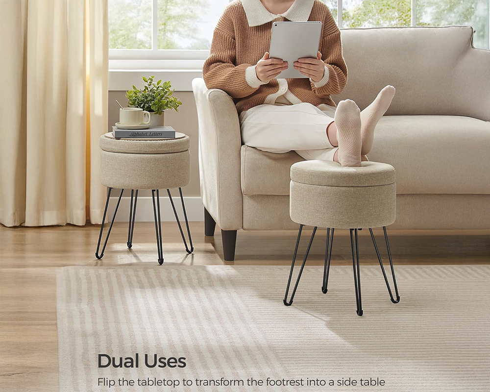 Ottoman Storage Foot Stool Vanity Stool