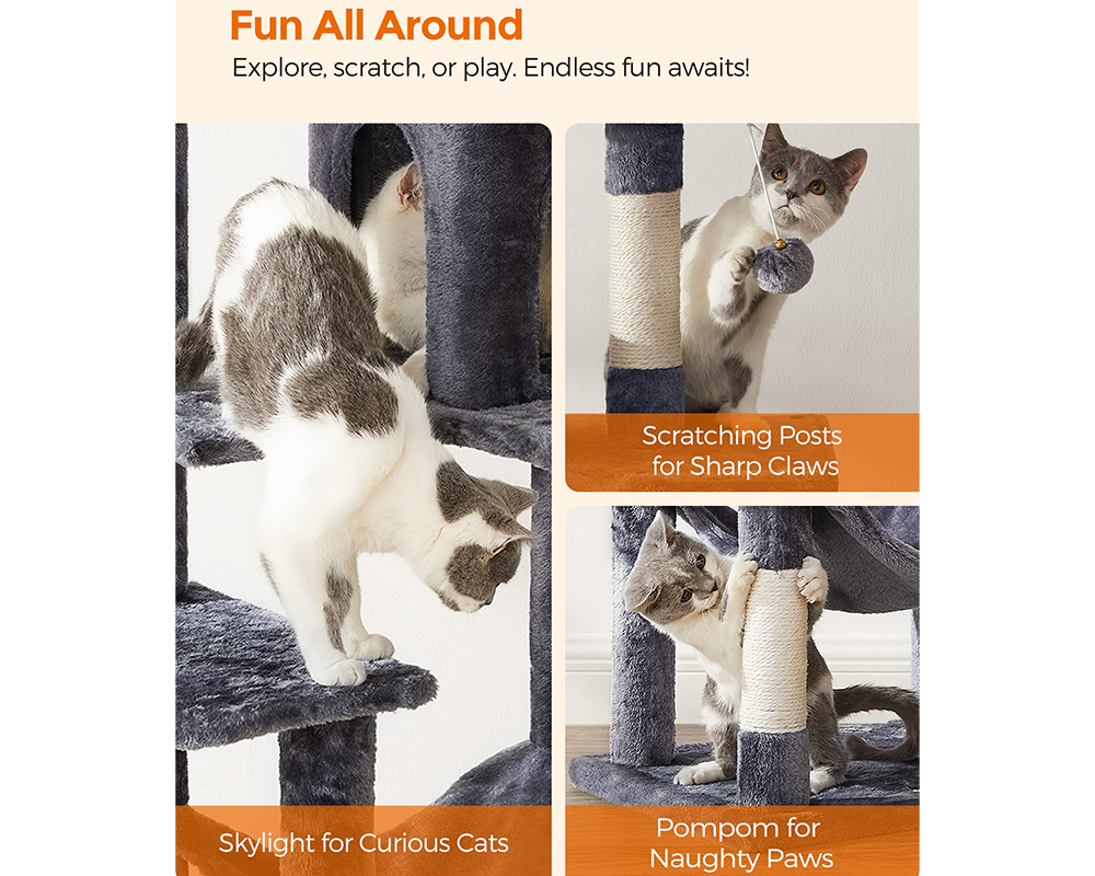 Feandrea Cat Tree House – 143cm Cat Tree House for Cats