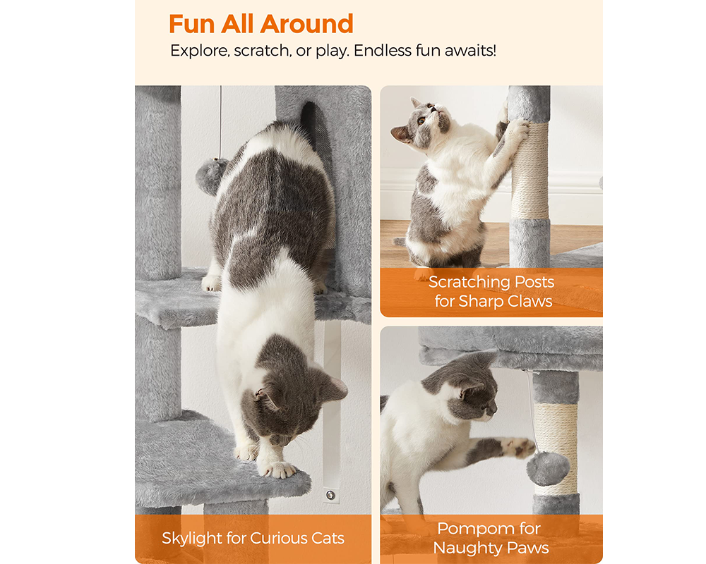 Cat Tree 143CM with Scratching Posts Hammock