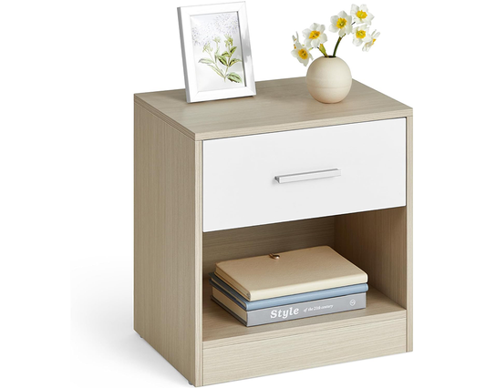 VASAGLE Nightstand with Drawer and Open Compartment Bedside Table