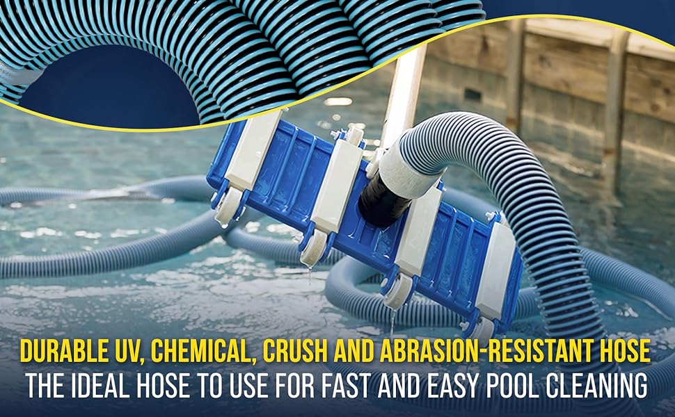 Heavy Duty Pool Hose 15M, Swimming Pool Hose In-ground Pools Vacuum Hose with Swivel Cuff, 1-1/2-Inch