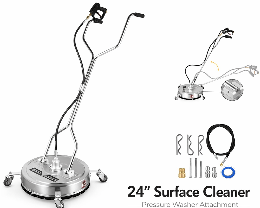 24 Inch Stainless Steel Rotating Surface Cleaner with Handle