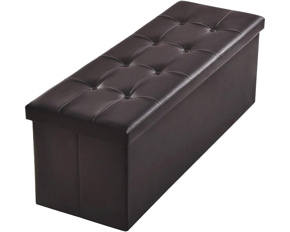 Folding Ottoman Storage Bench - Coffee