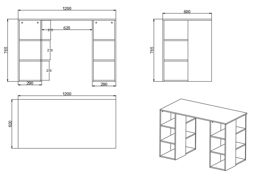 InnoOffice Modern Desk with Cube 6 Storage Shelves Computer Desk