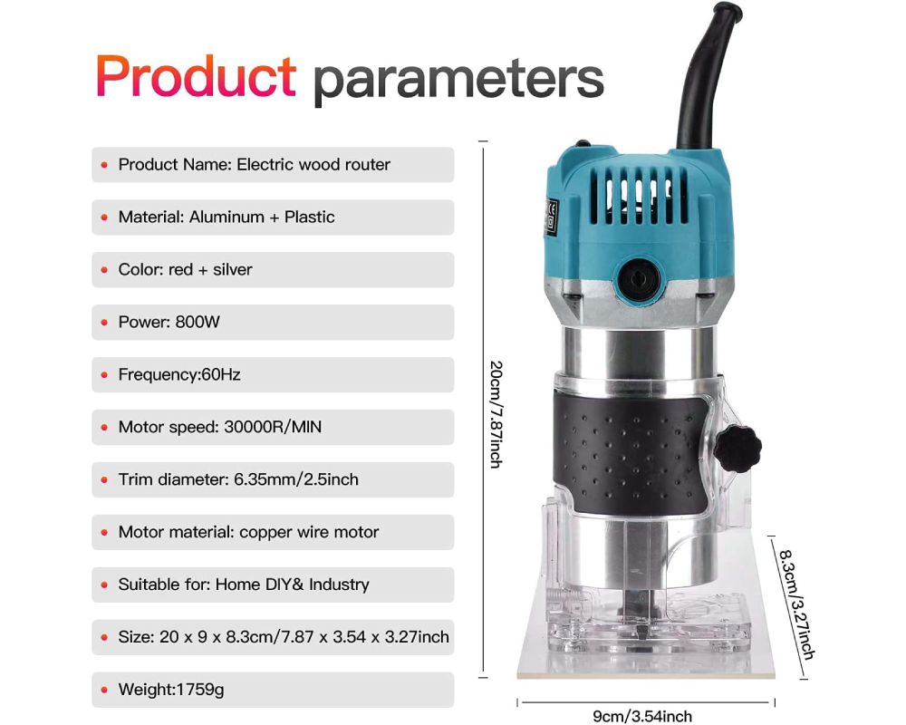 Wood Router 800W Electric Wood Router with 15 Bits for Cutting & Grooving