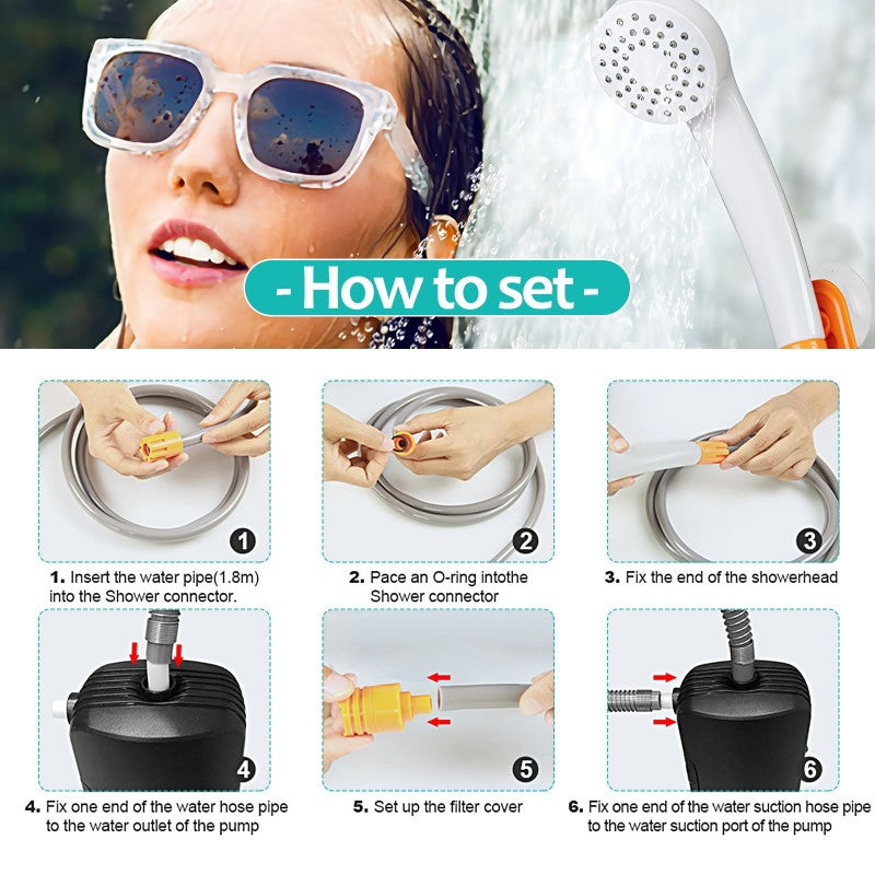 Portable Shower – Camping Shower Pump with Rechargeable Battery | Outdoor Shower Head for Camping, Hiking, Traveling