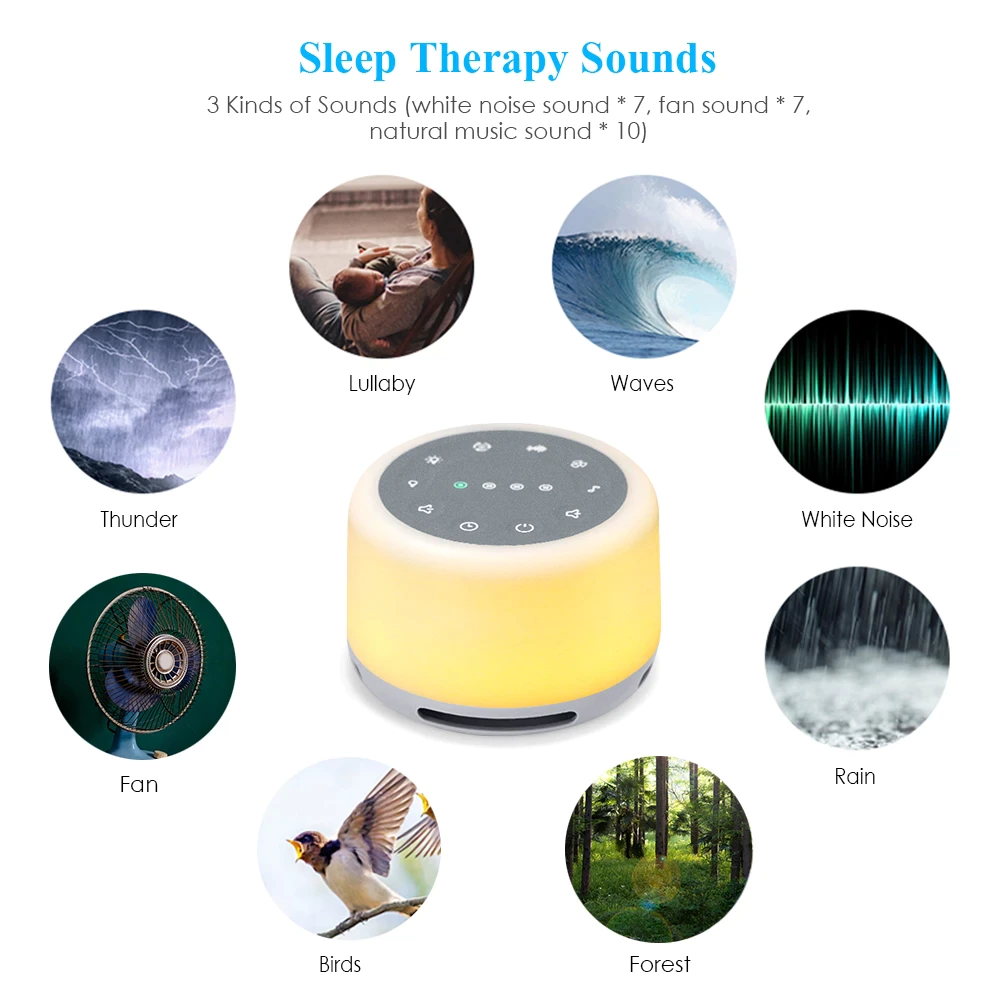 White Noise Machine Noise Sound Machine Baby Soothing Night Light