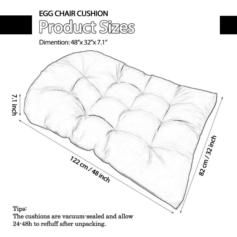 Hanging Chair Cushion for Hanging Chair, Patio Garden Hanging Basket Chair (Black)