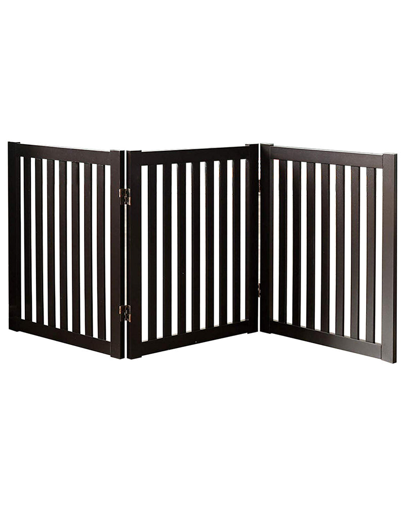 Freestanding Dog Gate with Support Feet – Foldable Pet Safety Gate for Doorways, Stairs & House – 3 Panels – Grey