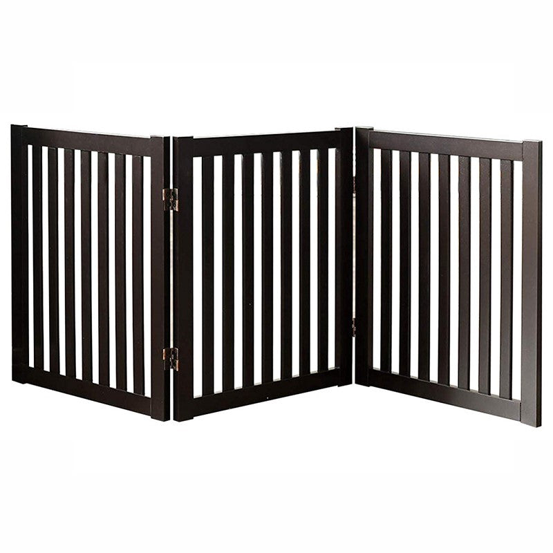 Freestanding Dog Gate with Support Feet – Foldable Pet Safety Gate for Doorways, Stairs & House – 3 Panels – Grey