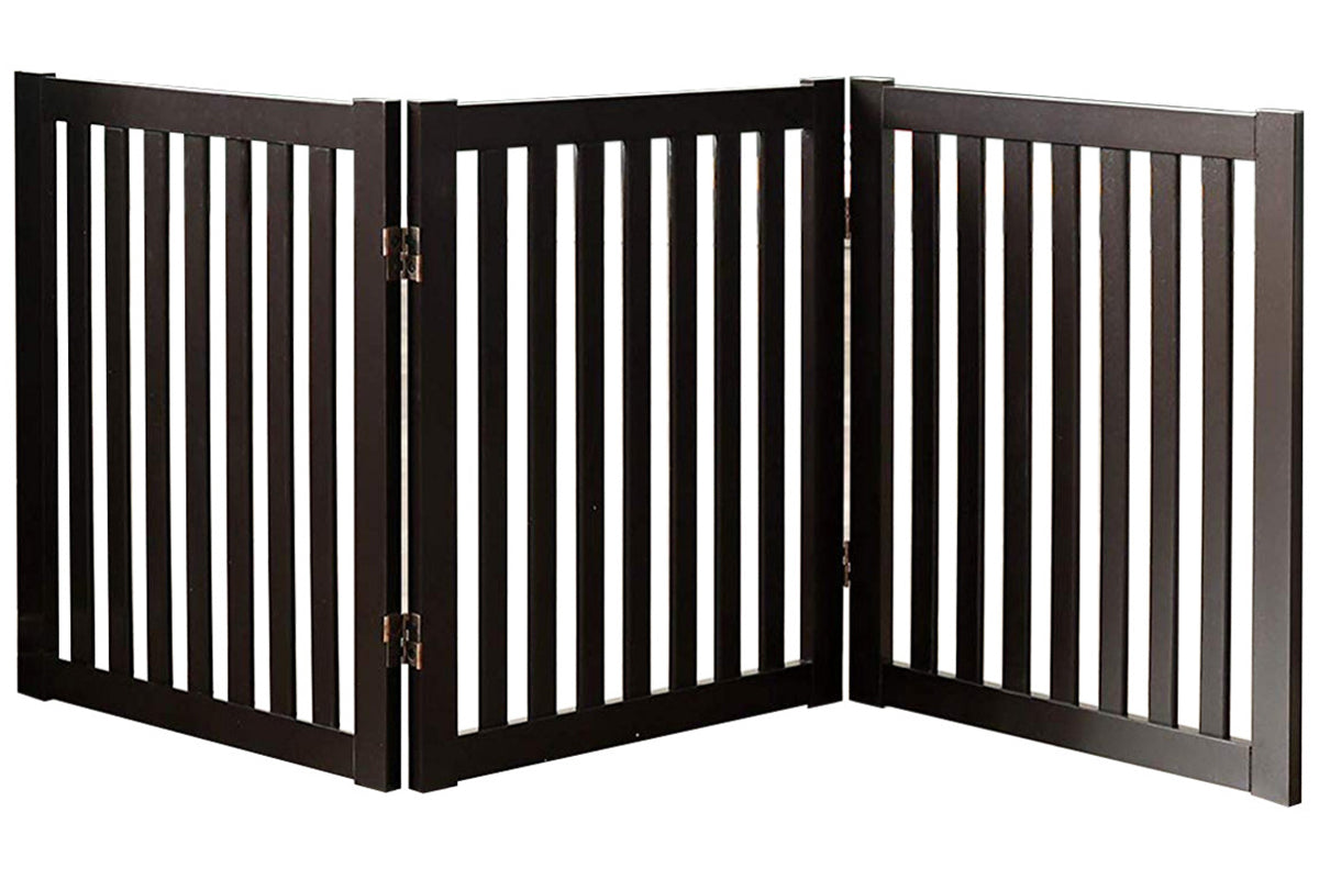 Freestanding Dog Gate with Support Feet – Foldable Pet Safety Gate for Doorways, Stairs & House – 3 Panels – Grey