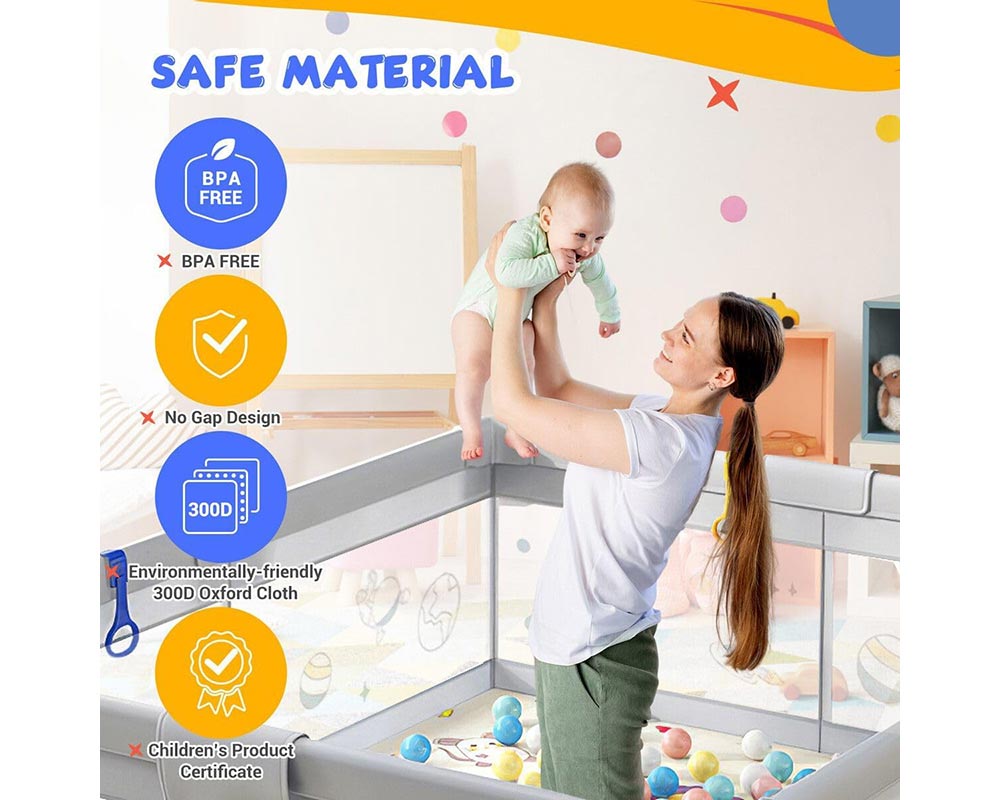 Baby Playpen 150x200cm Play Fence Baby Kids Playground Enclosure Safety Gate Activity Centre Barrier Play Room Yard