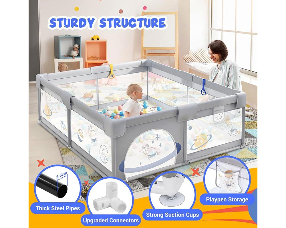 Baby Playpen 150x200cm Play Fence Baby Kids Playground Enclosure Safety Gate Activity Centre Barrier Play Room Yard