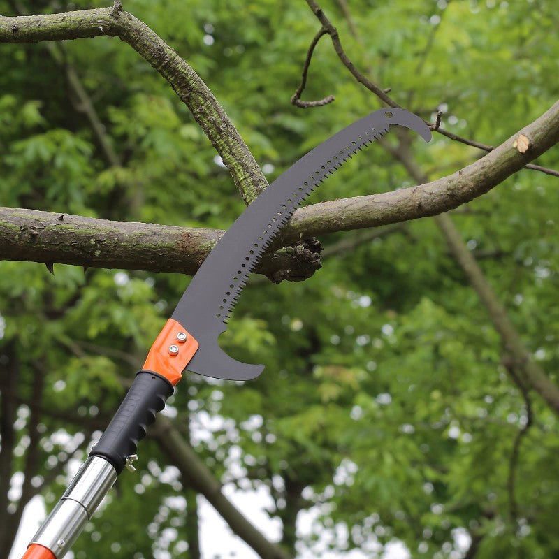 Manual Pole Saw - 2.24m to 8.24m Extendable Tree Pruner with Sharp Steel Blade & Scissors