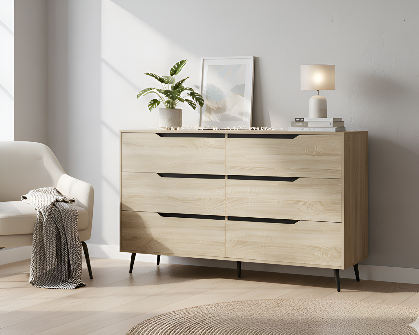 6 Drawer Tallboy Chest – Stylish Bedroom Storage Cabinet