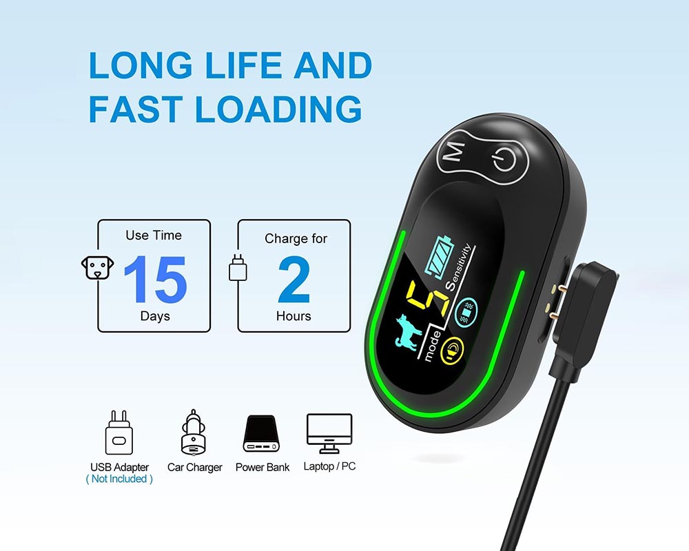 Rechargeable Smart Barking Collar, Anti Bark Training Collar with 5 Adjustable Sensitivity Beep and Vibration No Shock