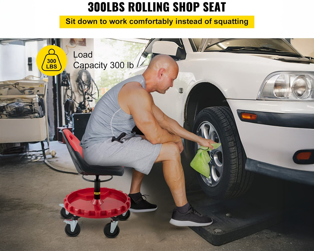 Rolling Garage Stool Mechanic Work Shop Seat