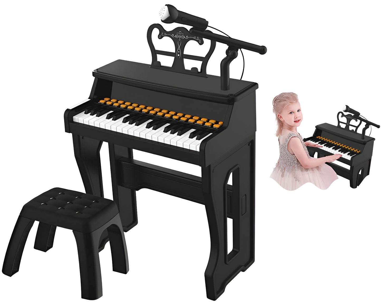Keyboard Piano 37 Keys Musical Toy with Stool