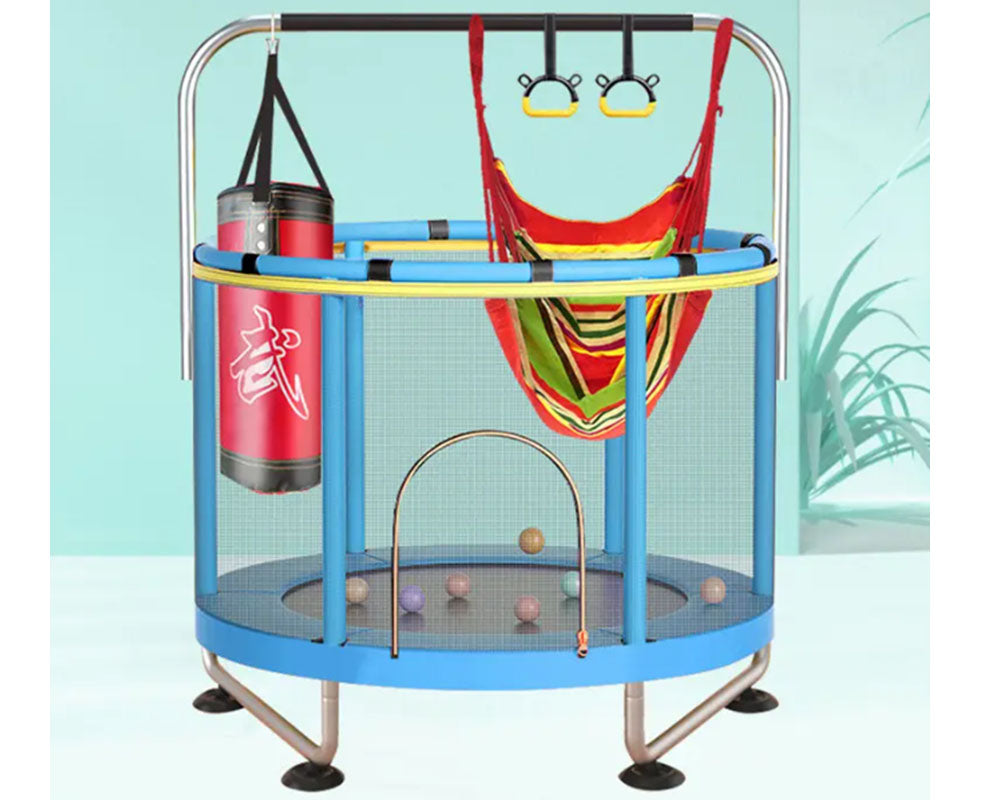 1.2m Children's Trampoline with 360-Degree Circular Armrest & Horizontal Bar – Indoor & Outdoor Fun