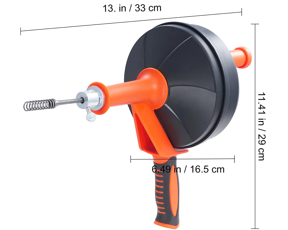 Drain Auger 25ft 1/4in Drum Plumbing Drain Snake Clog Remover