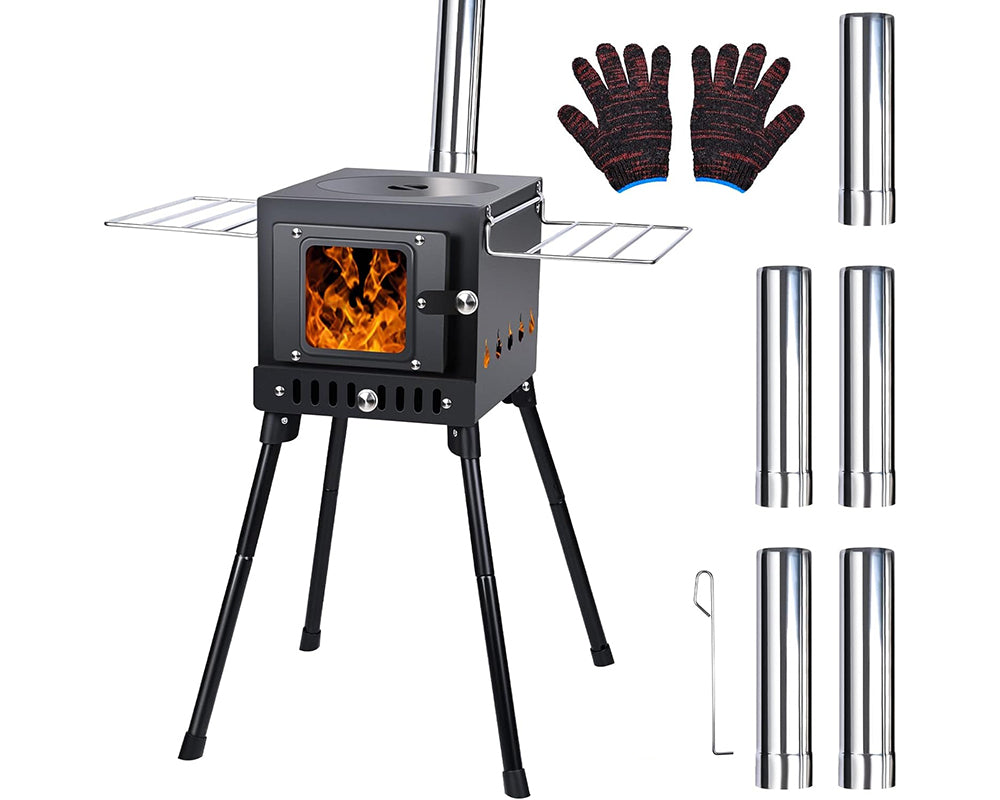 Portable Wood Stove - Wood Burning Stove for Outdoor Cooking, Heating, and Ice Fishing