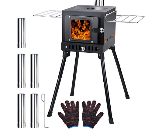 Portable Wood Stove - Wood Burning Stove for Outdoor Cooking, Heating, and Ice Fishing