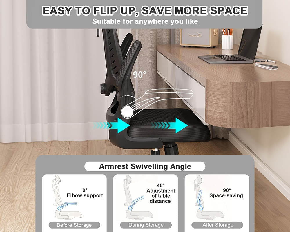 Office Chair with Lumbar Support, Armrests, Adjustable Headrest – High Back Swivel Computer Chair for Home Office (Black)