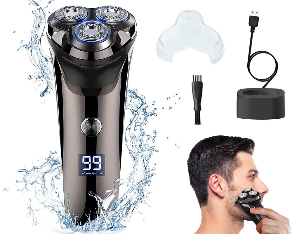 Beard Trimmer IPX7 Waterproof Electric Razor with Pop-Up Trimmer & LED Display