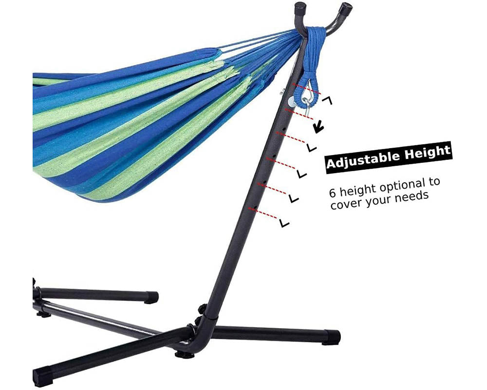 Double Hammock with 9 FT Stand, Space-Saving Steel Stand and Portable Carrying Bag for Outdoor or Indoor (Red Yellow)