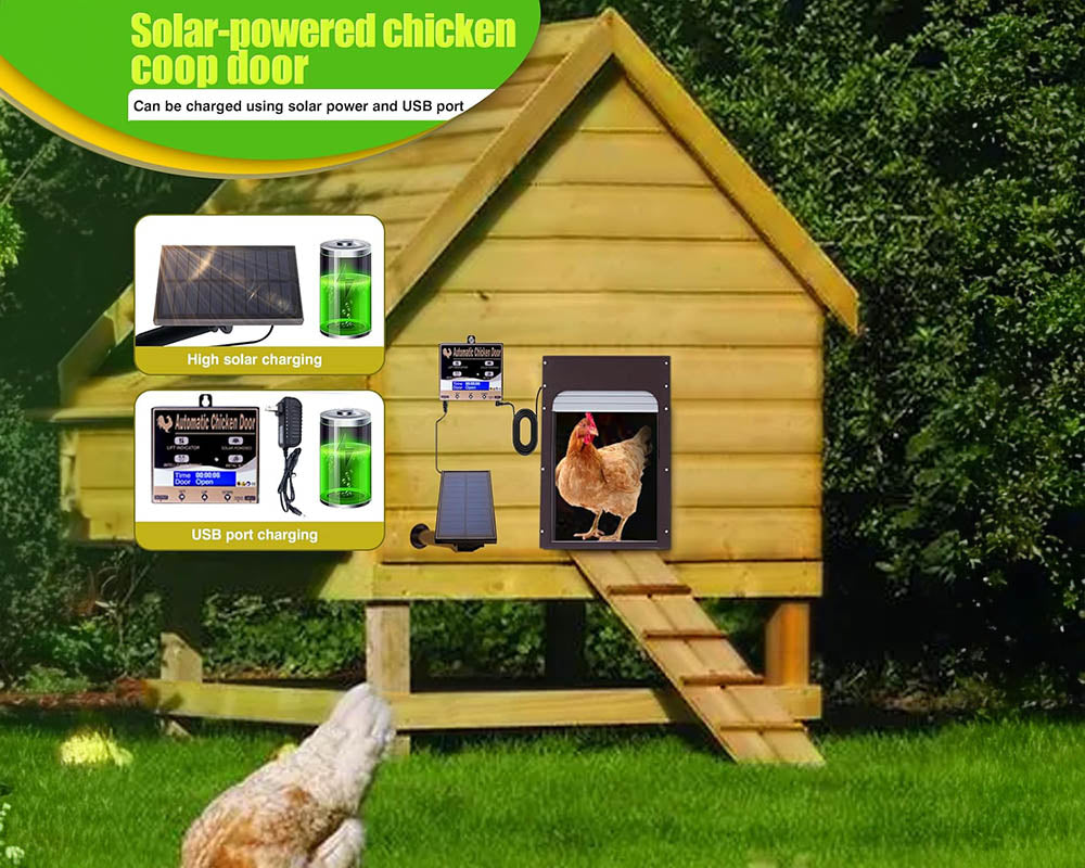 Chicken Coop Door Automatic Run - Solar Powered with Timer, Light Sensor, Remote Control, and Manual Modes