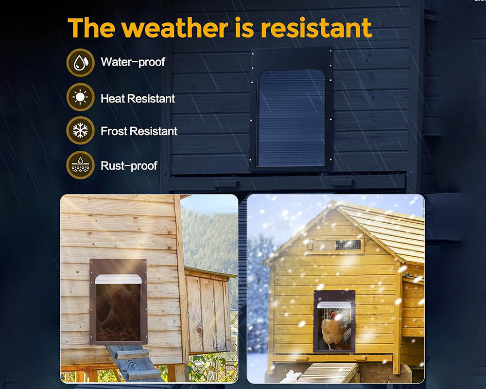 Chicken Coop Door Automatic Run - Solar Powered with Timer, Light Sensor, Remote Control, and Manual Modes