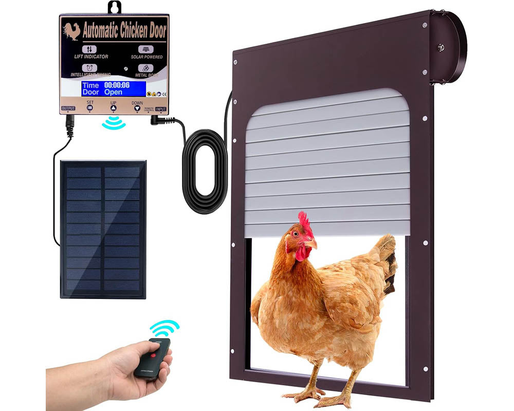 Chicken Coop Door Automatic Run - Solar Powered with Timer, Light Sensor, Remote Control, and Manual Modes