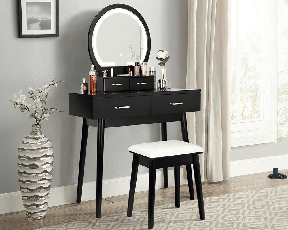 CURA Vanity Dressing Table with Lighted Mirror and Stool