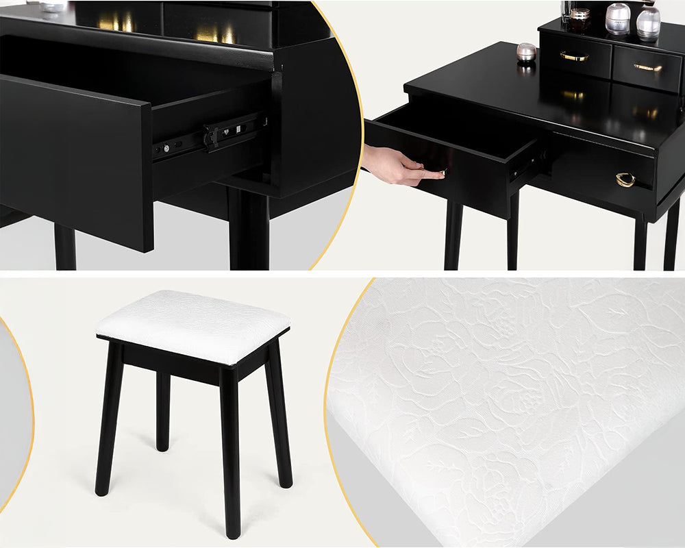 CURA Vanity Dressing Table with Lighted Mirror and Stool