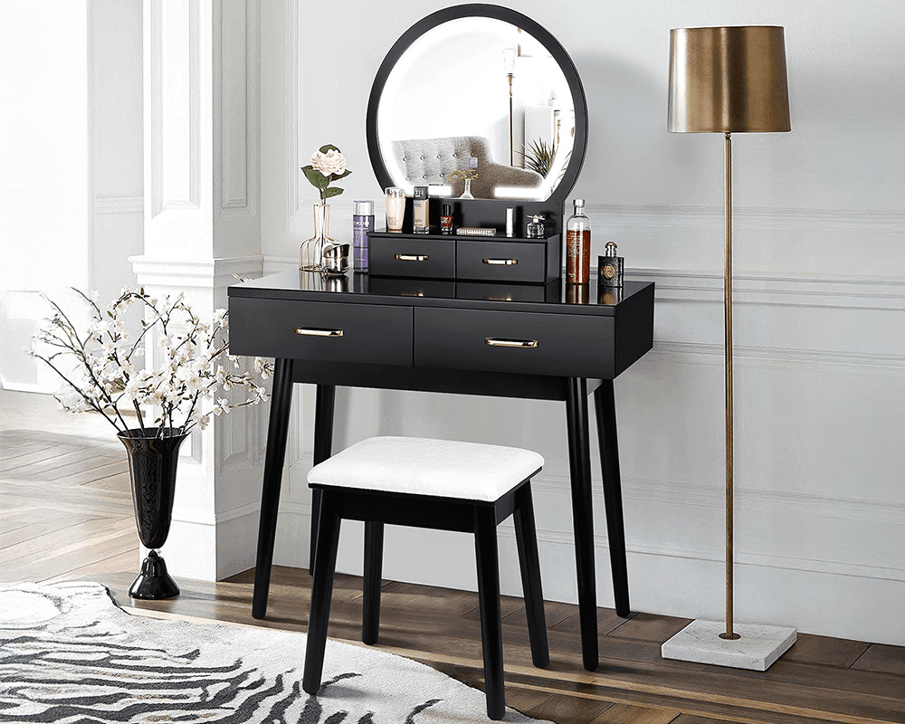 CURA Vanity Dressing Table with Lighted Mirror and Stool