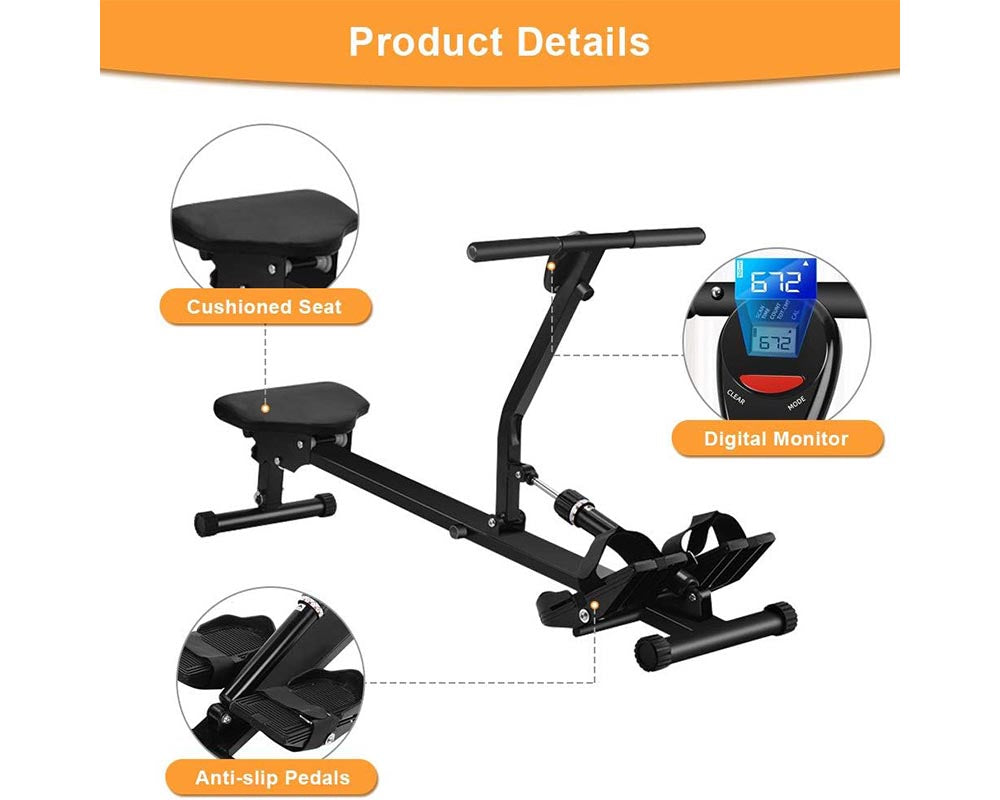 Mechanical Rowing Machine with 12 Adjustable Resistance
