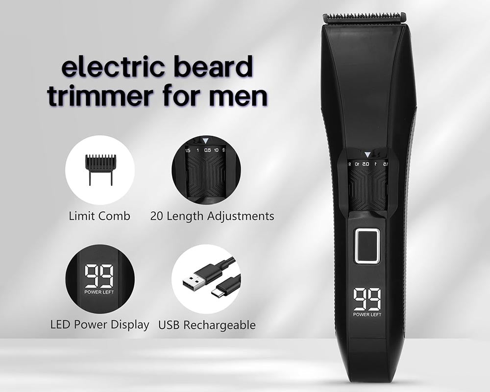 Men's Beard Trimmer, 20 Length Adjustable Blade Wheel