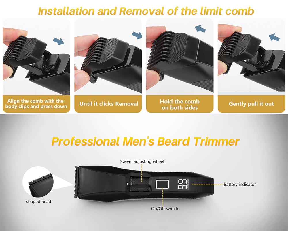 Men's Beard Trimmer, 20 Length Adjustable Blade Wheel