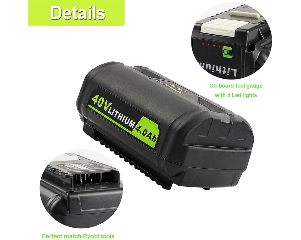 4.0Ah Battery Replacement for Ryobi 40V - Compatible with Ryobi OP4015 OP4040 OP4026A OP40201 OP4050A Cordless Power Tools