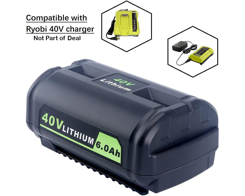 40V 6.0Ah Lithium-Ion Battery Replacement for Ryobi OP4026A OP4030 OP4040 OP4050 OP4060A Cordless Power Tools