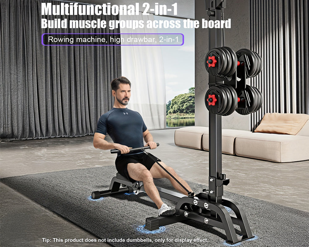 Multifunctional Folding Resistance Rowing Machine Compact 2 in 1 Portable Home Exercise Equipment