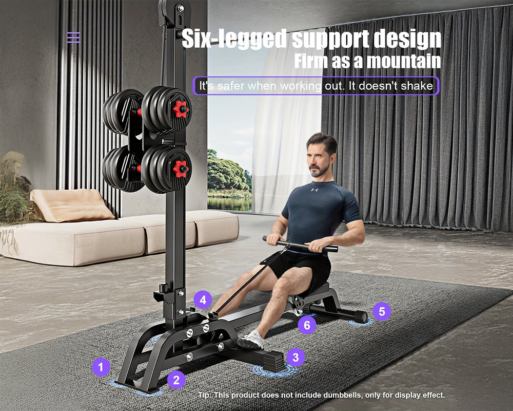 Multifunctional Folding Resistance Rowing Machine Compact 2 in 1 Portable Home Exercise Equipment
