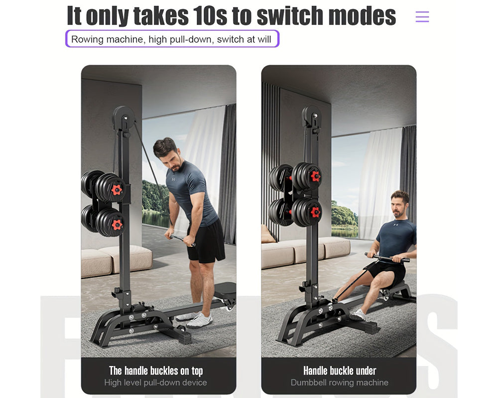 Multifunctional Folding Resistance Rowing Machine Compact 2 in 1 Portable Home Exercise Equipment