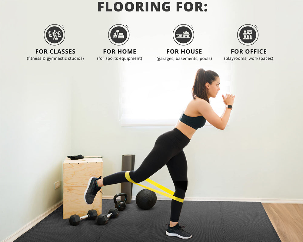 Gym Flooring Mat 18 Piece Interlocking EVA Foam Tiles for Home Gym, Garage, Fitness & Workout Spaces