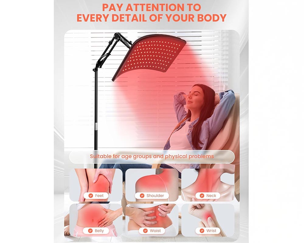 Red Light Therapy for Face and Body 660nm & 850nm Infrared Light Device with Stand