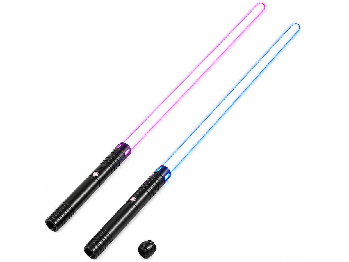 2 in 1 RGB Dueling Lights Set with Alloy Handles 15 Colors Sound Effects and Connectable Double Blade