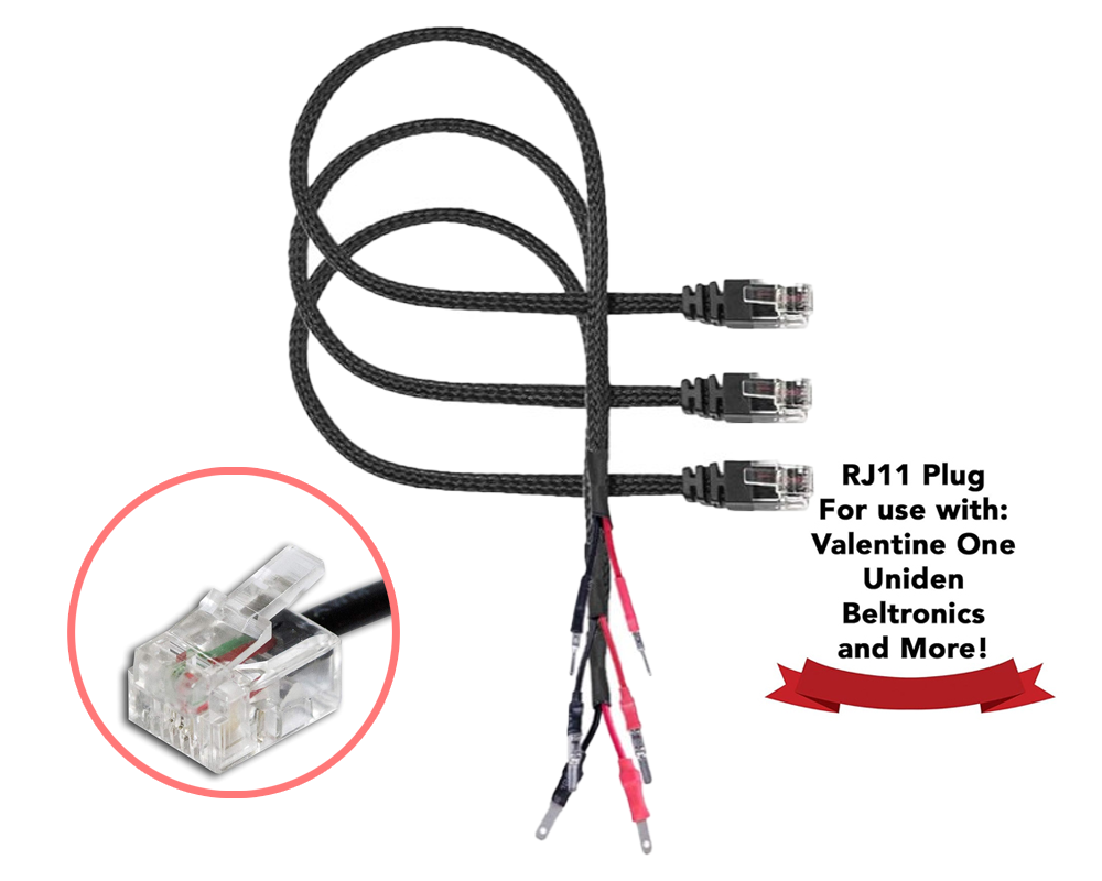 Mirror Hard Wire RJ11 Cable Cord for Uniden Escort Beltronics Valentine V1 Radar