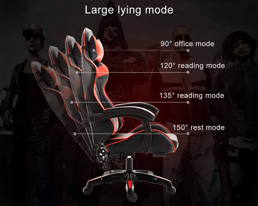Gaming Chair with RGB LED Lighting and Bluetooth Speakers – Ergonomic Gold Music & Office Chair
