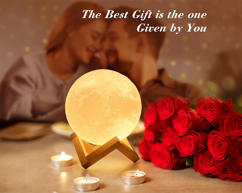 Moon Lamp Night Light 3D Color Changing LED Lamp with Wooden Base
