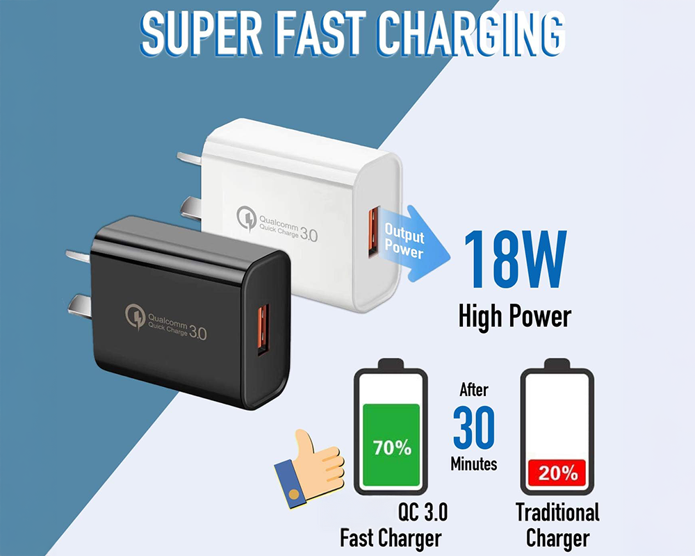 18W Fast Charger QC 3.0 USB Wall Charger